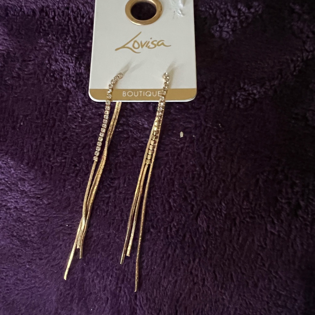 Lovisa Gold Dangle Earrings With Rhinestones